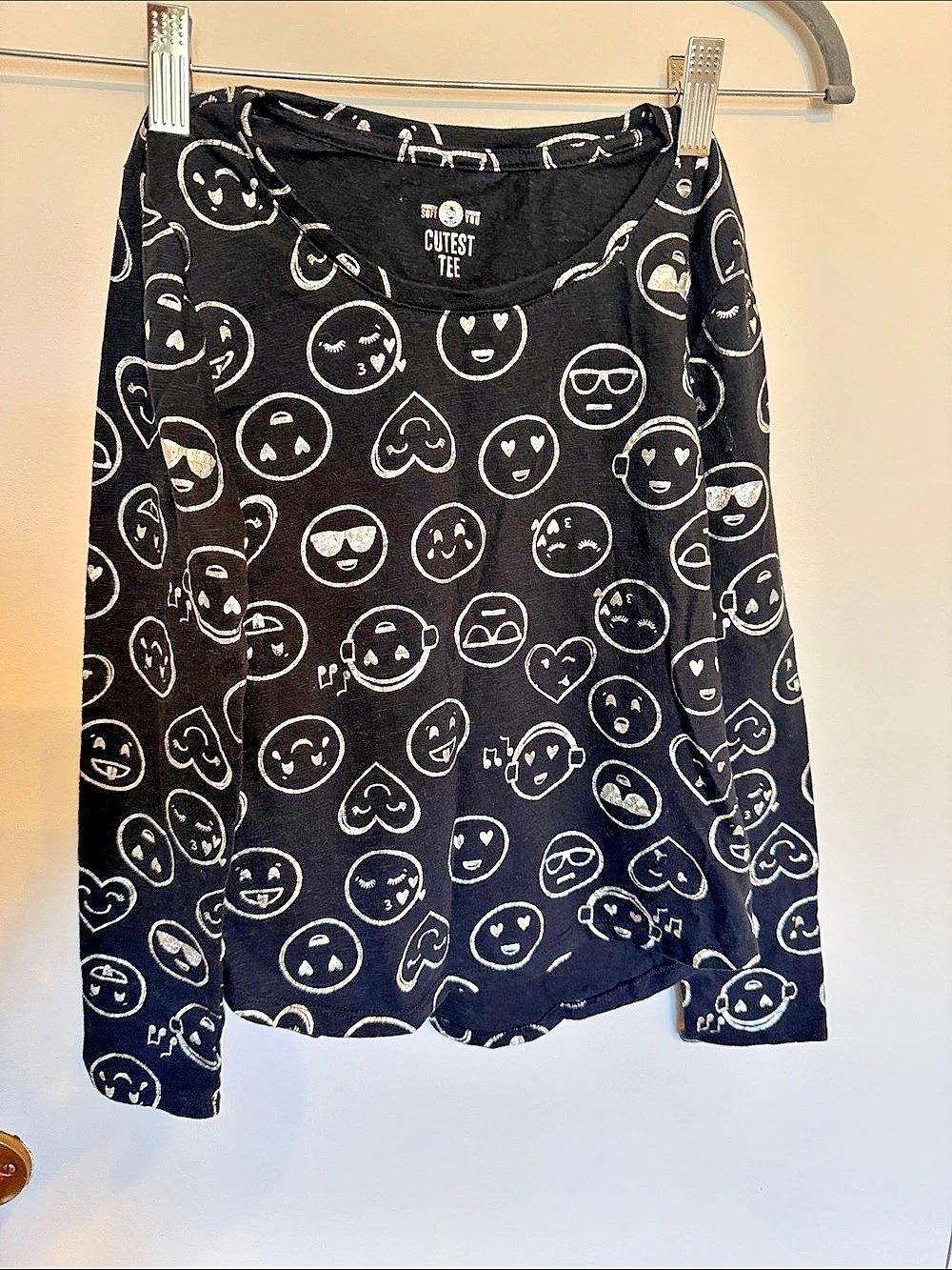 relaxed Cutest Tee Emoji Print Long Sleeve T Shirt Size 10